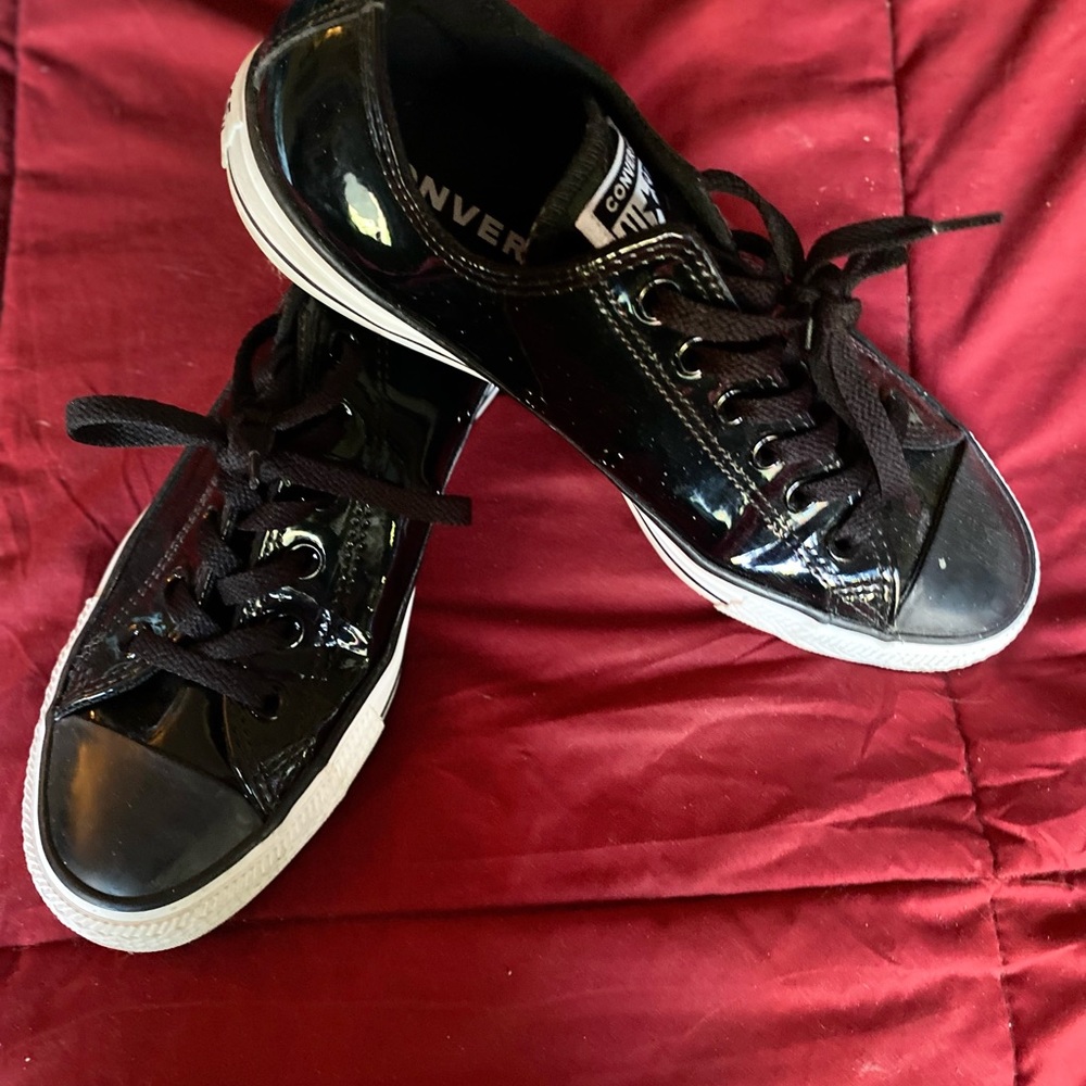 Black Paton Converse Tennis Shoes
